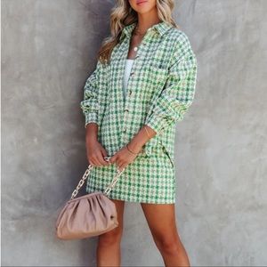 VICI JACKIE HOUNDSTOOTH TWEED MINI SKIRT AND SHACKET SET